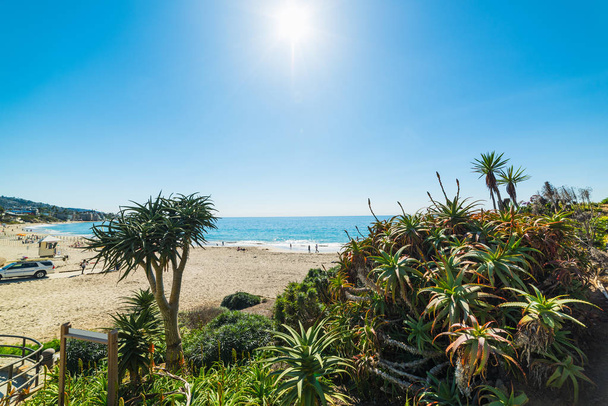 Zon schijnt over de oever van de Laguna Beach - Foto, afbeelding