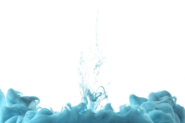 mixing of blue paint splashes isolated on white - Fotoğraf, Görsel