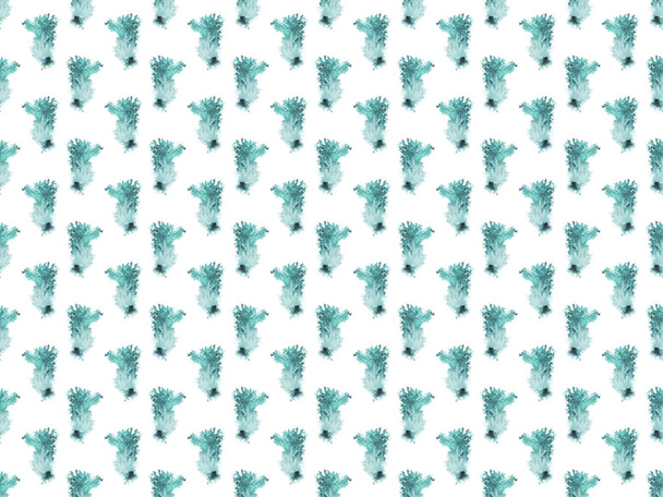 seamless pattern with green watercolor paint spots, isolated on white - Fotó, kép