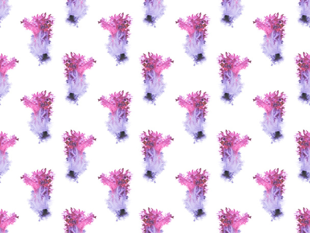 seamless pattern with purple watercolor paint spots, isolated on white - Foto, Bild