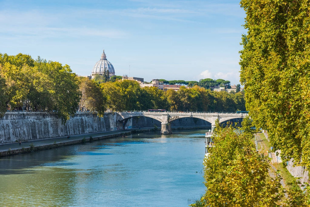 Tiber river with Saint Peter's dome on the background  - Photo, Image