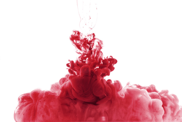 red paint splash in water, isolated on white - Φωτογραφία, εικόνα