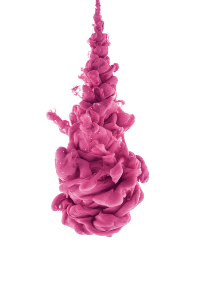 рожева пляма фарби у воді, ізольована на білому
 - Фото, зображення