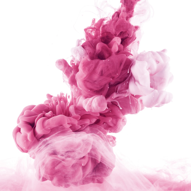 zár megjelöl kilátás a rózsaszín és világos rózsaszín festék vízcseppek vízben, elszigetelt fehér - Fotó, kép
