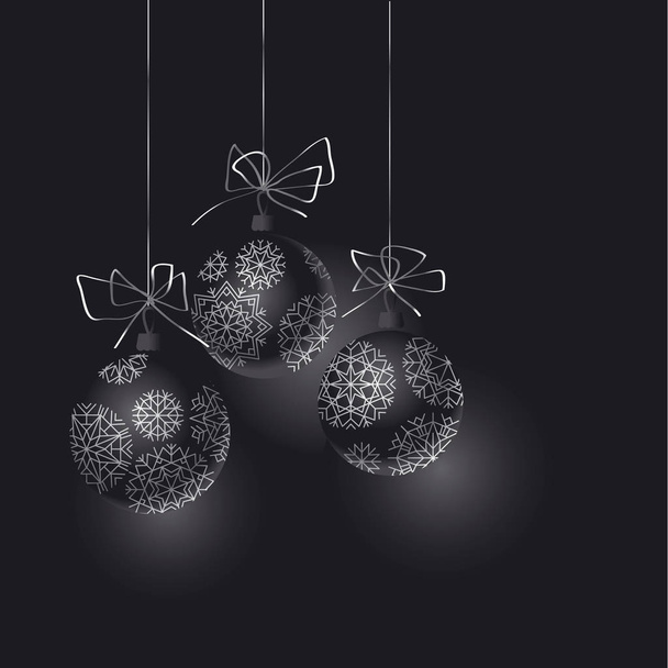 Abstraktní černá vánoční stromeček ozdoby záhlaví. Vánoční dekorace koule vektorové ilustrace. - Vektor, obrázek