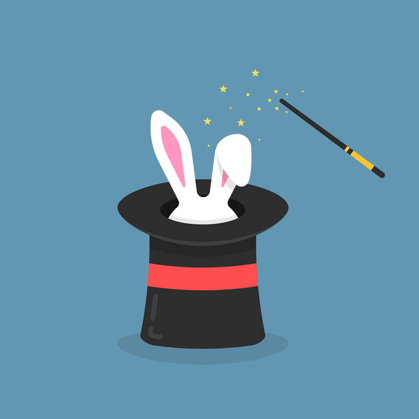 black magic hat with bunny ears - Vector, afbeelding