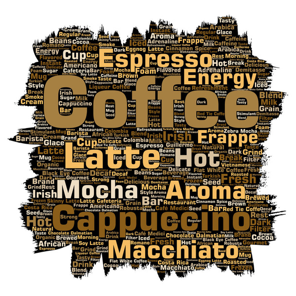 Koncepcyjne creative rano hot włoski Przerwa kawowa farby pędzla słowo Chmura, wektor, ilustracja - Wektor, obraz