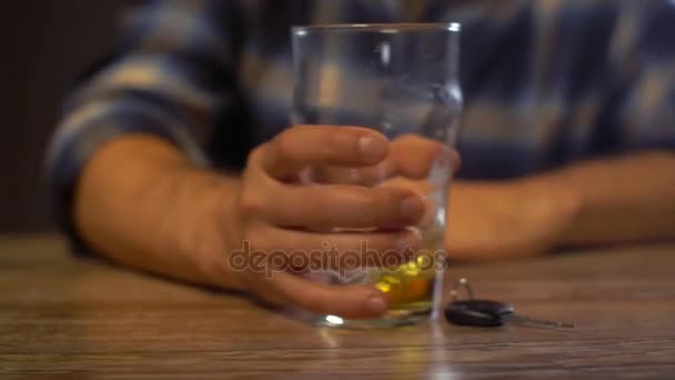 male driver drinking alcoholic beer at home or bar - Filmmaterial, Video