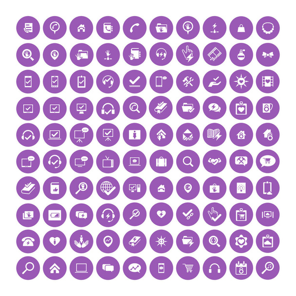 Set von 100 universellen Symbolen. Wirtschaft, Internet, Webdesign. - Vektor, Bild