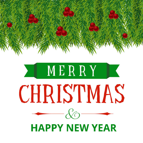 stylish Christmas card with pine branches, vector, illustration  - Vektor, kép