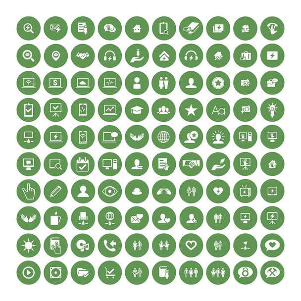 Set von 100 universellen Symbolen. Wirtschaft, Internet, Webdesign. - Vektor, Bild