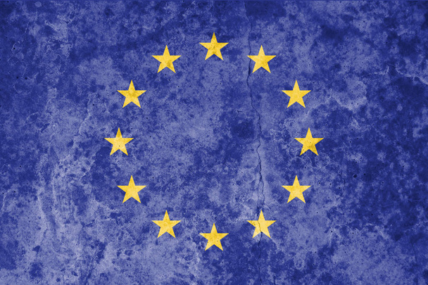 Bandiera dell'Unione europea su sfondo grunge stone texture. Simbolo
,  - Foto, immagini