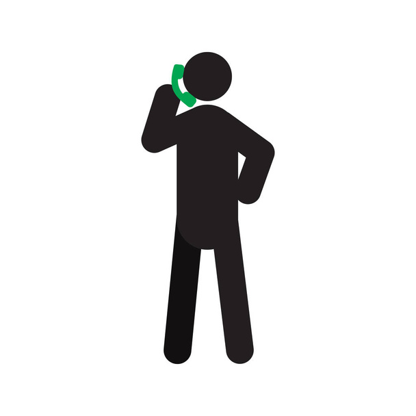 Hombre hablando en el icono de la silueta del teléfono. Llamada entrante o saliente. Ilustración vectorial aislada. Centro de llamadas
 - Vector, Imagen