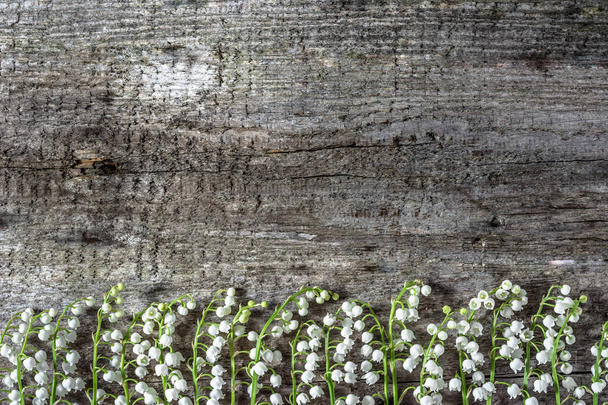 Dzień matki kwiaty - konwalie na podłoże drewniane grunge - Zdjęcie, obraz
