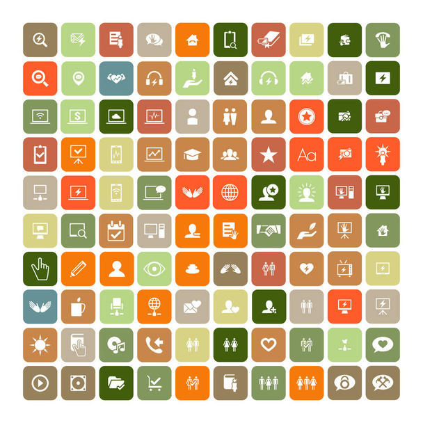 Набор из 100 универсальных икон. Бизнес, интернет, веб-дизайн
. - Вектор,изображение