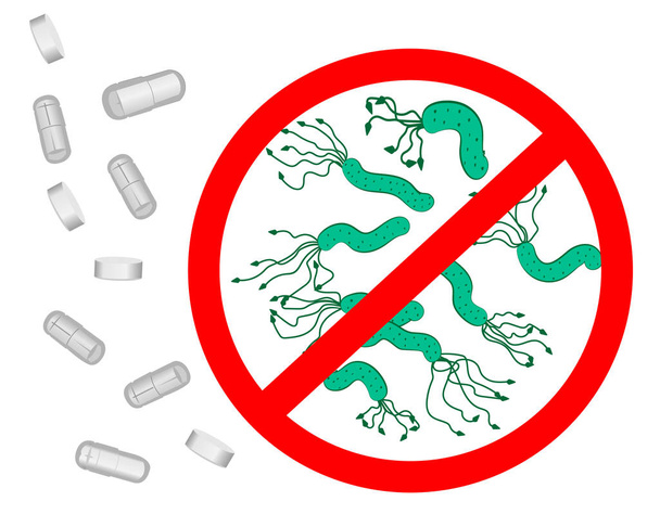 Stop Helicobacter pylori segno
 - Vettoriali, immagini