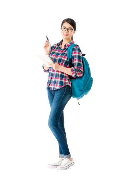 elegant sweet student girl carrying school bag - Фото, изображение