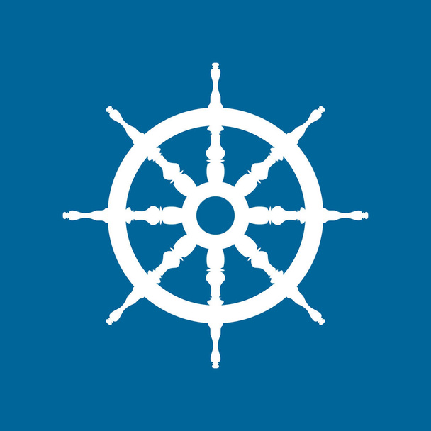 Колесо корабля изолировано на голубом фоне
 - Вектор,изображение