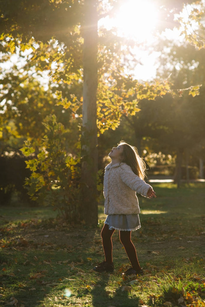 kleines Mädchen mit Herbstblättern - Foto, Bild