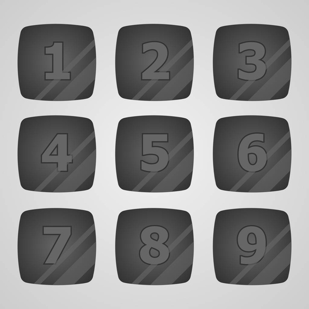 Set of icons with numbers. Vector digital buttons in gray. - Vector, Image