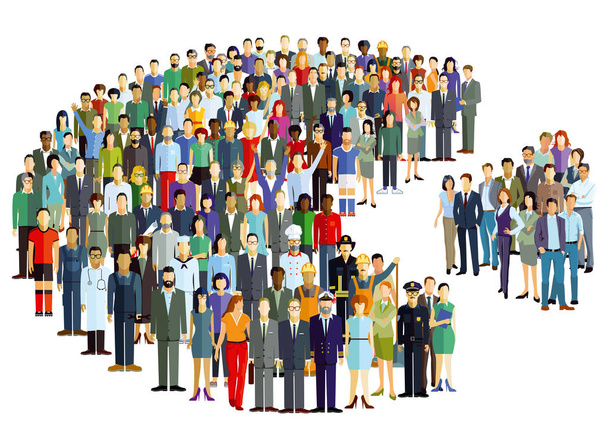 Groups of people statistics, crowd community, Illustration - Vector, Image