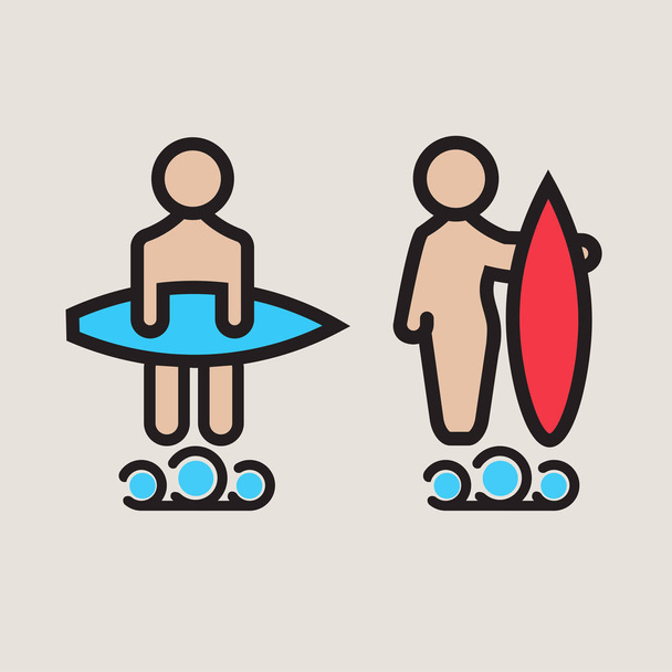 Surf logo o emblema di design per servizi igienici
. - Vettoriali, immagini