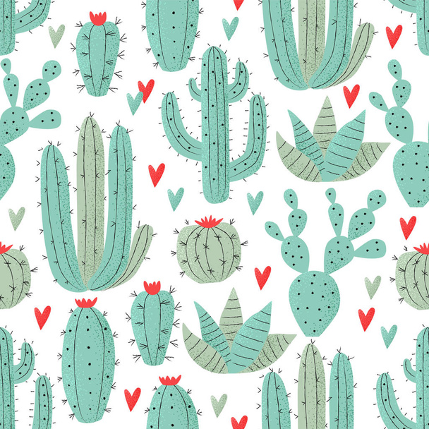 Cactuses seamless pattern - Вектор,изображение
