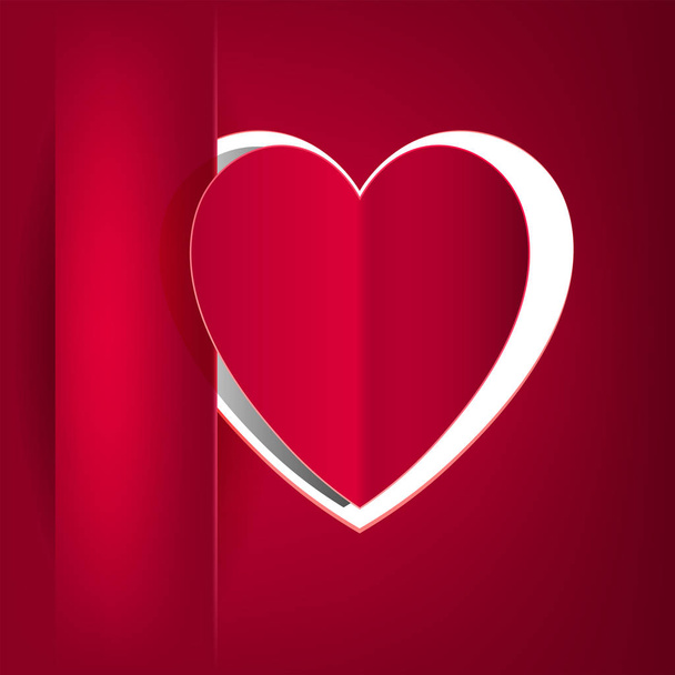 Κόκκινο σχέδιο με μια τσέπη στα αριστερά και μια σιλουέτα μιας καρδιάς κοπεί από το χαρτί - Διάνυσμα, εικόνα