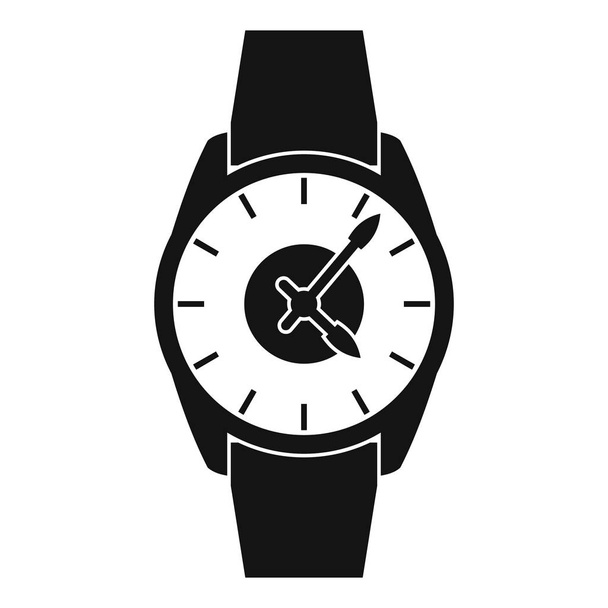 Wristwatch businessman icon, simple black style - Vektör, Görsel