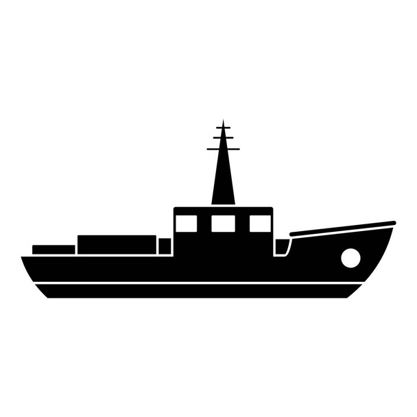 Ship fishing icon, simple black style - Διάνυσμα, εικόνα