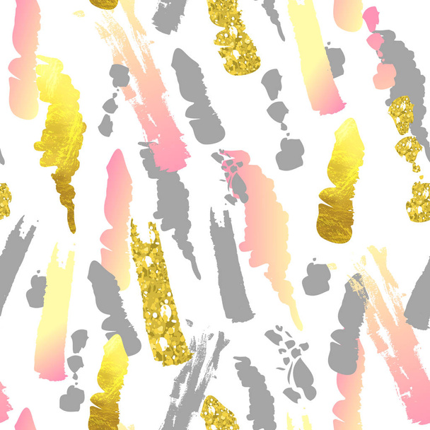 Zlatá Glitter bezešvé vzor. Abstraktní moderní kartáč zlaté pozadí. Lesklé textury pro tapety, látka, svatební oznámení. Vektorové ilustrace - Vektor, obrázek