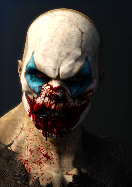 Halloween evil blood thirsty clown . 3d rendering. - 写真・画像