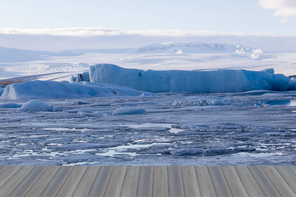 Öffnen Holzboden, Eis gefroren Gletscherwinter natürliche Landschaft, Island - Foto, Bild