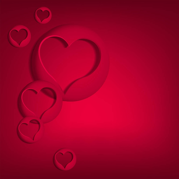 rotes Design mit einer Reihe von Herzen aus einem Kreis geschnitzt - Vektor, Bild