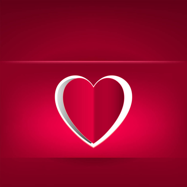 Kağıttan kesilmiş bir kalp kırmızı tasarım - Vektör, Görsel