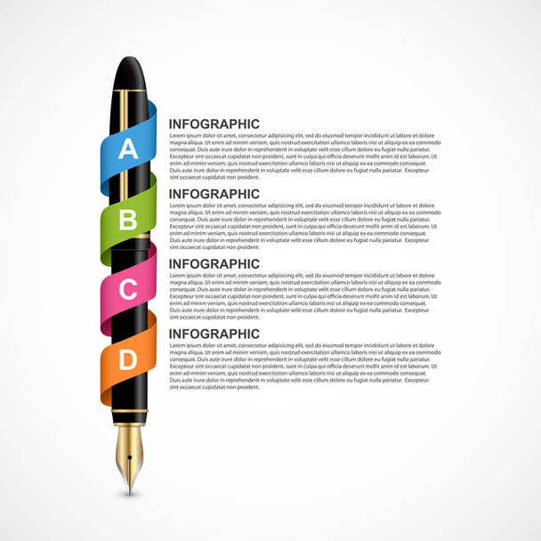 Modèle de conception infographique d'entreprise. Stylos à encre colorée. Illustration vectorielle
. - Vecteur, image