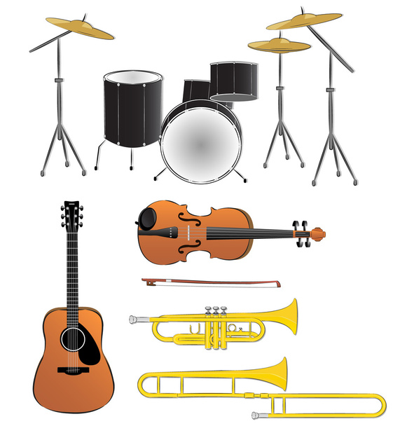 Instrumentos musicais ilustrações
 - Vetor, Imagem