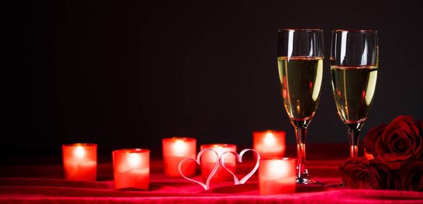 Champagne and candles - 写真・画像