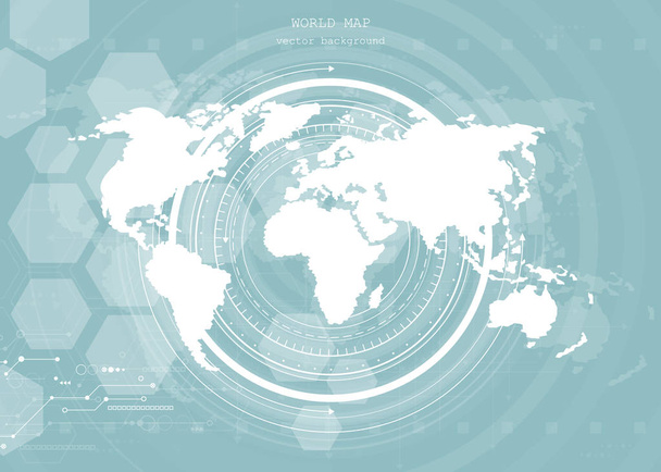 Global network connection. World map technology composition concept of global business. Vector Illustration. - Вектор,изображение