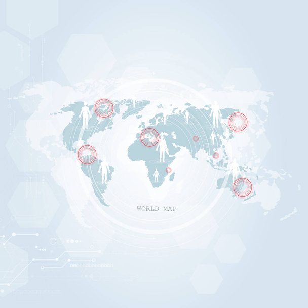 Global network connection. World map technology composition concept of global business. Vector Illustration. - Vector, imagen
