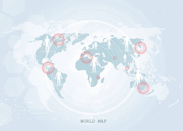 Global network connection. World map technology composition concept of global business. Vector Illustration. - Vektori, kuva