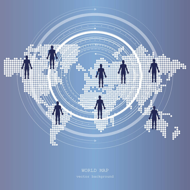 Global network connection. World map technology composition concept of global business. Vector Illustration. - Vetor, Imagem