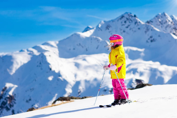 Ski and snow fun. Kids skiing. Child winter sport. - Photo, image