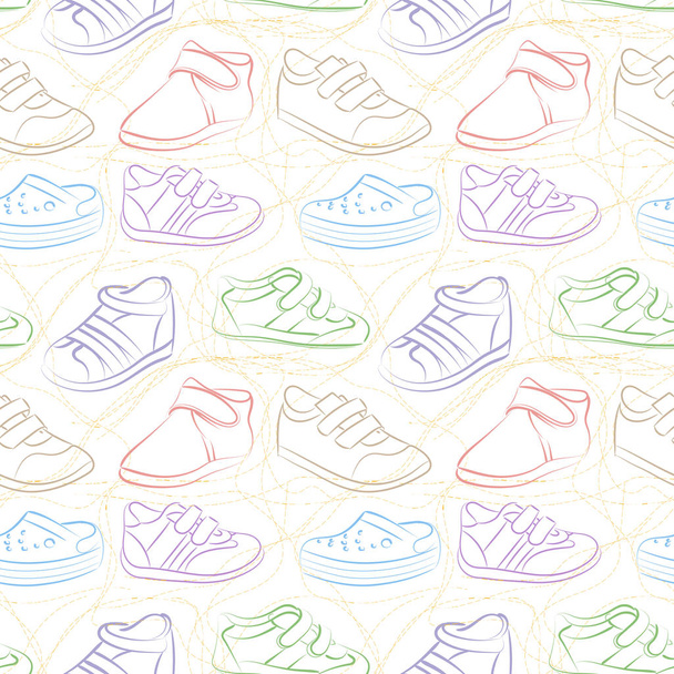 Векторный бесшовный набор детской обуви
 - Вектор,изображение