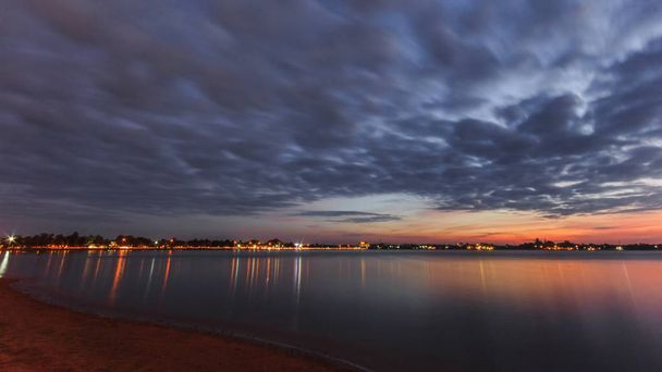big lake with sunset, long exposure style - Photo, Image