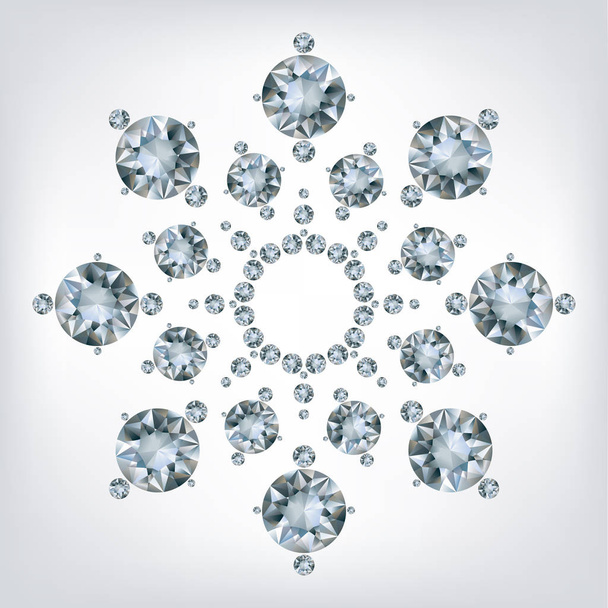 Snowflake made a lot of from diamonds. - Vector, Image