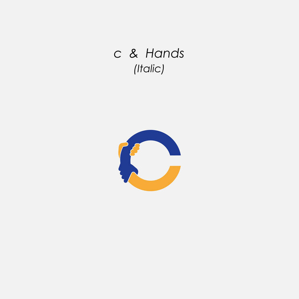 c - Letter abstract icon & hands logo design vector template.Bus - Vector, Image
