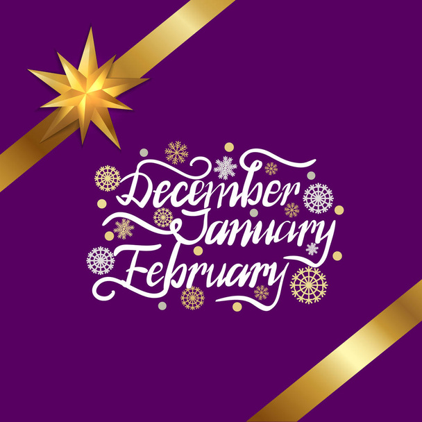 December January February Winter Month Inscription - Διάνυσμα, εικόνα