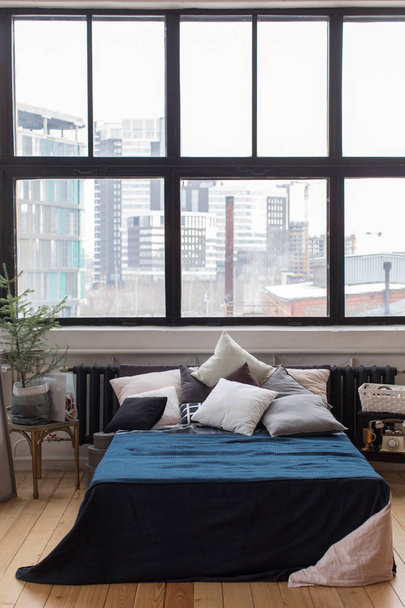 Yatak odası tasarımı Şehir Manzaralı - Fotoğraf, Görsel