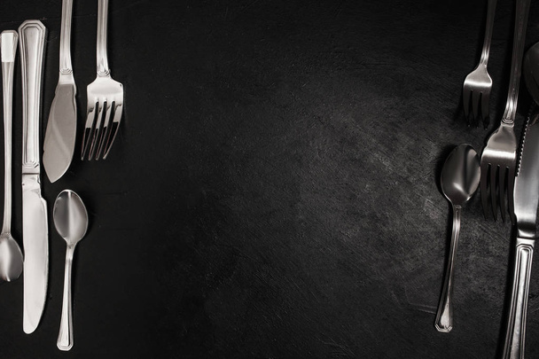 food etiquette silver cutlery set - Foto, imagen